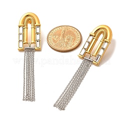 304 Stainless Steel Two Tone Dangle Stud Earrings&nbsp;EJEW-F355-01GP