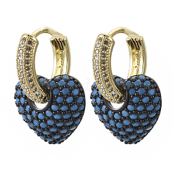 Brass Micro Pave Clear Cubic Zirconia Dangle Huggie Hoop Earrings&nbsp;KK-R137-018-NF