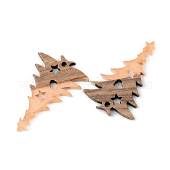 Transparent Resin & Walnut Wood Pendants&nbsp;RESI-S389-018A-B04