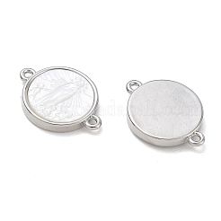 Rack Plating Brass & Natural White Shell Connector Charms&nbsp;SH-CBA6629-33P