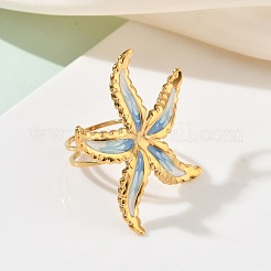 304 Stainless Steel Enamel Open Cuff Rings for Women&nbsp;RJEW-K320-03G-01