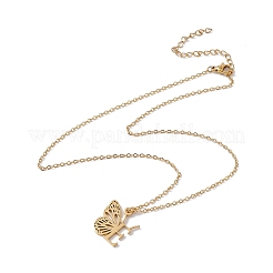 Initial Letter with Butterfly Pendant Necklace&nbsp;LS-NJEW-C026-01G-E