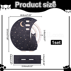 Moon & Star Black Cat Wooden Perpetual Calendar&nbsp;WOOD-WH0029-204
