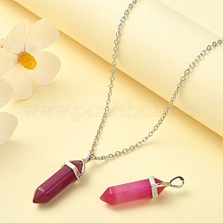 2Pcs Natural Agate Dyed Double Terminated Pointed Pendants&nbsp;G-YW0002-05E