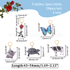 Animal & Rose Opaque Acrylic Pendant Stitch Markers&nbsp;HJEW-AB00358