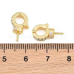 Brass Micro Pave Clear Cubic Zirconia Fold Over Clasps&nbsp;CU-CBA3901-01G