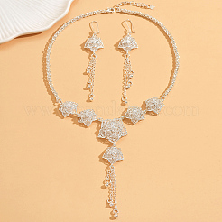 Middle Eastern Alloy Hollow Flower Tassel Earrings & Necklaces Sets for Women&nbsp;WX7763