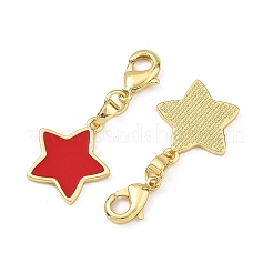 Star Brass Enamel Pendant Decorations&nbsp;KK-B198-03G