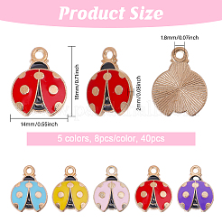 40Pcs 5 Colors Alloy Enamel Pendants&nbsp;ENAM-CA0001-84