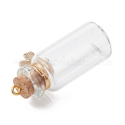 8Pcs Flower Glass Wish Bottle Pendants&nbsp;PALLOY-JF04568