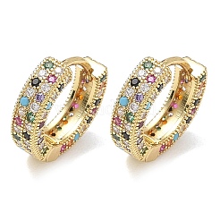 Brass Micro Pave Cubic Zirconia Hoop Earrings for Women&nbsp;EJEW-A167-19G-01
