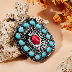 1Pc Rectangle Alloy & Synthetic Turquoise Buckles&nbsp;FIND-CL0002-38A