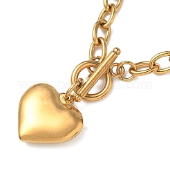 304 Stainless Steel Heart Clasp Pendant Necklace for Women&nbsp;NJEW-G018-07G