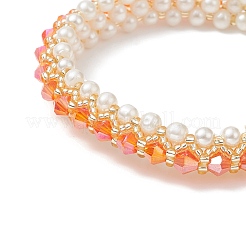Glass Imitation Pearl & Bicone Beaded Bracelets&nbsp;BJEW-MZ00035-01