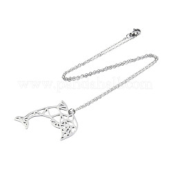 Non-Tarnish 201 Stainless Steel Dolphin Pendant Necklaces&nbsp;NJEW-T009-JN073-1-45