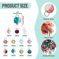 110Pcs 11 Colors Crackle Two Tone Glass Charms&nbsp;PALLOY-TAC0285