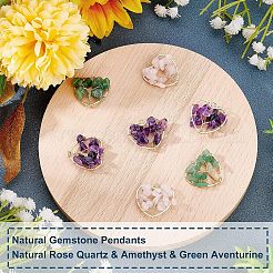 6Pcs 3 Styles Chakra Natural Gmestone Copper Wire Big Pendants&nbsp;FIND-FH0004-66