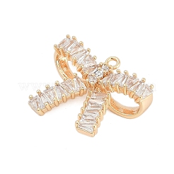 Brass Micro Pave Cubic Zirconia with Glass Pendants&nbsp;KK-Q026-04G