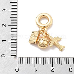 Brass Clear Cubic Zirconia Plane & Egg & Camera European Dangle Charms&nbsp;KK-M305-09G
