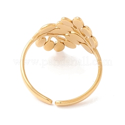 Ion Plating(IP) Leaf 304 Stainless Steel Cuff Ring for Women&nbsp;RJEW-F121-07G