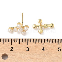 Cross Brass Stud Earrings&nbsp;EJEW-A132-01G