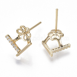 Brass Micro Pave Cubic Zirconia Earring Findings&nbsp;KK-S356-049G-NF