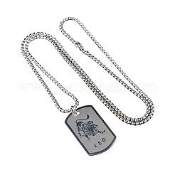 Rectangle with Constellation Alloy Pendant 316L Surgical Stainless Steel Chain Necklaces&nbsp;WG3A89F-06