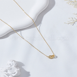 1Pc Brass Crystal Rhinestone Double Rings Pendant Necklaces&nbsp;NJEW-LP0009-54