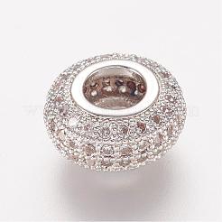 Brass Micro Pave Cubic Zirconia European Beads&nbsp;ZIRC-K063-29P