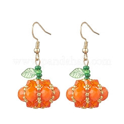 304 Stainless Steel Pumpkin Dangle Earrings&nbsp;EJEW-MZ00514-02
