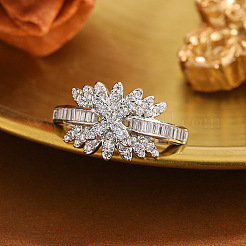 Brass Micro Pave Clear Cubic Zirconia Finger Rings for Women&nbsp;WG1B3CE-01