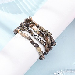 Alloy & Natural Wealth Stone Nuggets Beaded Stretch Bracelets for Men Women&nbsp;BJEW-JB12568