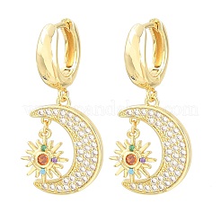 Brass Micro Pave Cubic Zirconia Hoop Dangle Earrings&nbsp;KK-CBA8324-05A-G