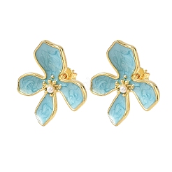 Brass Enamel Stud Earrings for Women&nbsp;KK-CBA760A-11G-04