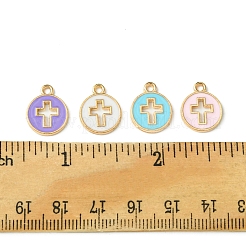 16Pcs 4 Colors Light Gold Plated Alloy Enamel Pendants&nbsp;ENAM-FS0001-85