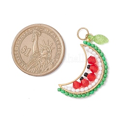 4Pcs 4 Colors Round Glass Seed Beaded Fruit Pendants&nbsp;PALLOY-MZ00864