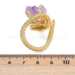 Snake Natural Amethyst Open Cuff Rings&nbsp;RJEW-K286-10G-02