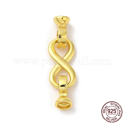 Rack Plating 925 Sterling Silver Fold Over Clasps&nbsp;STER-G038-11G-1
