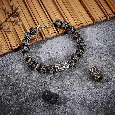 Wholesale OLYCRAFT 3Pcs 3 Color 11x15mm Paracord Beads with 6mm Large Hole Column Lanyard Beads Brass Knife Beads Large Hole Beads Tube Loose Beads Metal Spacer Beads for Paracord DIY Crafts