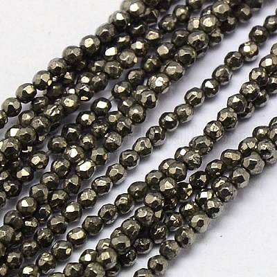 Natural Pyrite Beads Strands&nbsp;G-L031-2mm-03-1