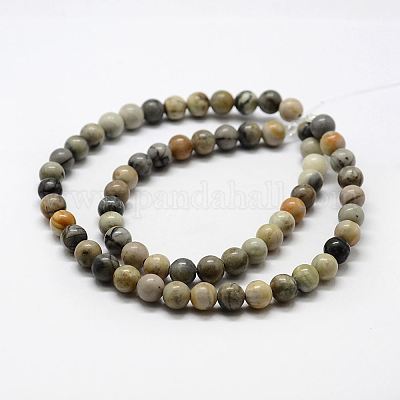 Natural Polychrome Jasper/Picasso Stone/Picasso Jasper Bead Strands&nbsp;G-G735-45-6mm-1