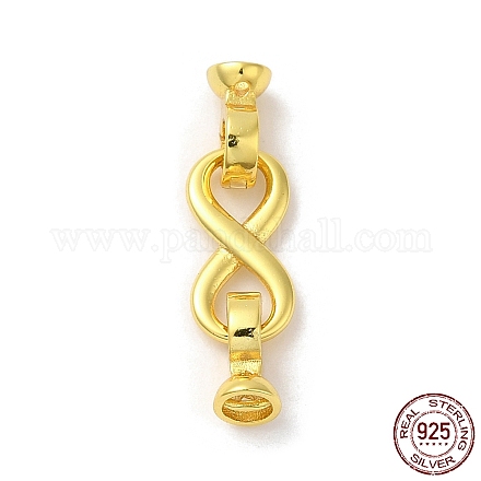 Rack Plating 925 Sterling Silver Fold Over Clasps STER-G038-11G-1