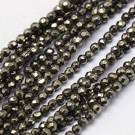 Natural Pyrite Beads Strands&nbsp;G-L031-2mm-03-1