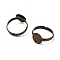 Brass Pad Ring Base Findings, Adjustable, Cadmium Free & Lead Free, Antique Bronze, Inner Diameter: 17mm, Tray Size: 10mm