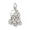 Brass Pendants, Cadmium Free & Nickel Free & Lead Free, with Jump Rings, Flower, Platinum, 22x13x5mm, Hole: 4mm