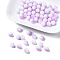Two Tone Opaque Baking Paint Glass Beads Strands, Round, Plum, 8x7mm, Hole: 1.2mm, about 100~102pcs/strand, 29.53~30.12 inch(75~76.5cm)