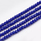 Opaque Solid Color Glass Beads Strands, Faceted, Rondelle, Blue, 3x2mm, Hole: 0.5mm, about 135~140pcs/strand, 32~34cm