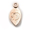 Alloy Pendants, Leaf with Letter Charm, Rose Gold, Letter.D, 15.5x7.5x2.5mm, Hole: 1.5mm