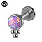G23 Titanium Threadless Labrets, with Imitation Opal, Stainless Steel Color, Lollipop, 8mm, Pin: 1.2mm