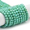 Opaque Glass Beads Strands, Faceted(32 Facets), Round, Aquamarine, 4mm, Hole: 0.8mm, about 87~93pcs/strand, 32~33cm